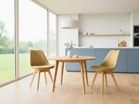 Beżowe krzesło BALI MARK z bukowymi nogami