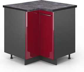 Szafka narożna bordowa czerwień wysoki połysk 80.5x60x82 fame-line