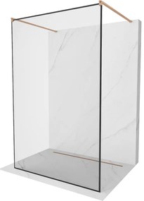 Mexen Kioto ścianka prysznicowa wolnostojąca 130 x 200 cm, czarny wzór 8 mm, miedź szczotkowana - 800-130-002-65-70