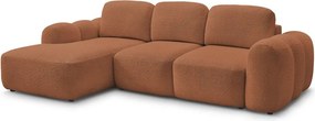 Pomarańczowy rozkładany/ze schowkiem narożnik z materiału bouclé (lewostronny/z szezlongiem) Montaigne – Bobochic Paris