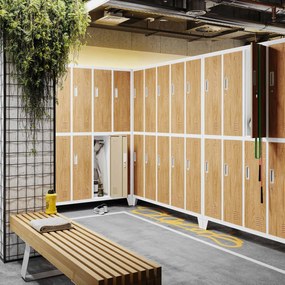 Szafka BHP ubraniowa biała/złoty dąb: Eco Design 10-drzwiowa BARTEK