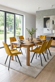 Musztardowe welurowe pikowane krzesło obrotowe R9-H78