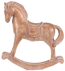 Dekoracja konik na biegunach 19 cm, żywicapoliestrowa, imitacja drewna