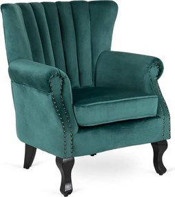 Fotel Uszak Wypoczynkowy MALLO Zielony Welurowy Nowoczesny Glamour