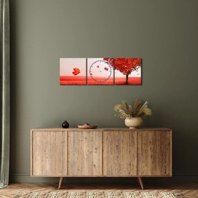 Obraz - Drzewo miłości (z zegarem) (90x30 cm)