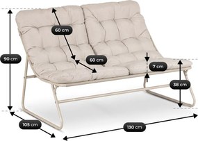 Zestaw Mebli Ogrodowych MEGARA Beżowy Sofa 2x Fotel Stolik Tarasowy Nowoczesny