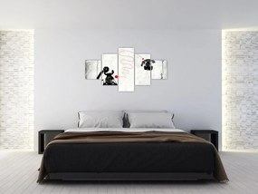 Obraz - Rysunek telefonu w stylu Banksy (125x70 cm)