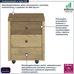 Kontenerek loft z szufladami dąb cremona + dąb lefkas E4-N45