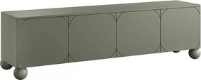 Szafka RTV Sonatia II 200 cm czterodrzwiowa na nogach kulach - oliwka