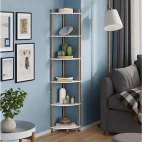 Półka narożna biały/sosna 29x29x163.5 bivio