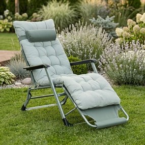 Leżak ogrodowy, składany, z poduszką Malta 010, szary