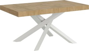 Stół rozkładany 160/264x90 cm Volantis dąb naturalny nogi białe