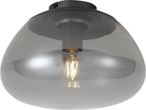 Designerska lampa sufitowa grafitowa z przydymionym szkłem - Giselle