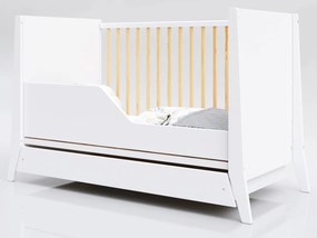 Łóżeczko Cosmo biało-sosna 120/60 z szufladą