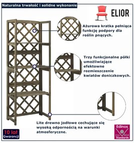 Szary drewniany regał na kwiaty S6-R23