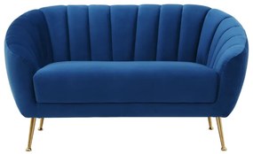 Sofa aksamit MARLENE, dwuosobowa, niebieska