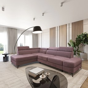 Masseno Narożnik AVISE z funkcją spania i pojemnikiem na pościel Narozniki L, Rozkładana sofa - Wrzosowy, MONOLITH 62