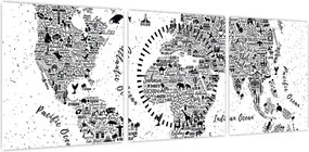 Obraz - Mapa piktogramów (z zegarem) (90x30 cm)