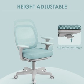 Vinsetto Fotel biurowy, ergonomiczny fotel obrotowy z regulacją wysokości, 55 x 48 x 82,5-94,5 cm, zielony | Aosom PL