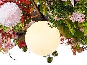 Bohemska lampa sufitowa czarna z kolorowymi kwiatami czerwonymi i różowymi - Flower PowerBoho Oswietlenie wewnetrzne