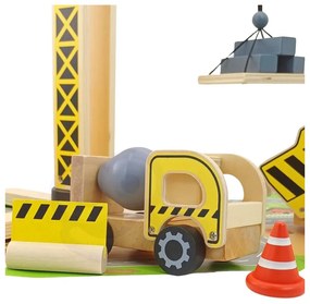 Woopie green drewniany plac budowy 5w1 ruchomy dźwig xxl pojazdy budowlane 13 el. fsc