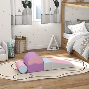 HOMCOM Miękkie klocki, 5-częściowy zestaw z pianki dla dzieci w wieku 1-3 lat, Sztuczna skóra, Wielokolorowy