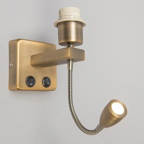 Lampa ścienna brązowa w tym LED z ramieniem do czytania - Brescia Combi