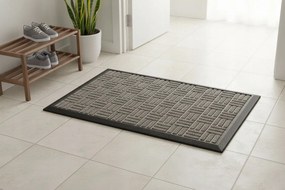 Wycieraczka 45x75 cm oliwkowa materiałowa z gumowym spodem i krawędziami