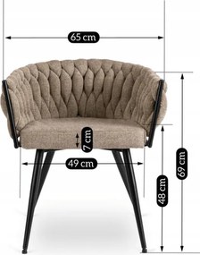 Krzesło Tapicerowane Plecione do Salonu EMPOLI Beżowe Nowoczesne Loft