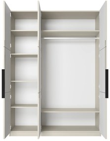 Szafa Asha 150 cm z metalowymi uchwytami - kaszmir / czarne uchwyty