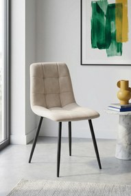 Beżowe metalowe krzesło welurowe A7-G98