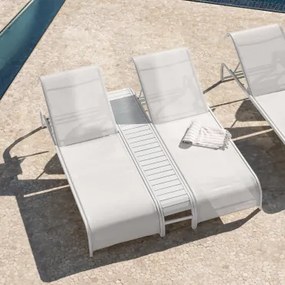 Zestaw 2 Leżaków Rozkładanych I Stolik Boczny Ze Stali Marietta Gardenia Biel - Sklum