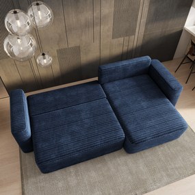 Masseno Narożnik TELIN z funkcją spania i pojemnikiem na pościel Narozniki L, Rozkładana sofa - Niebieski, TILIA 77