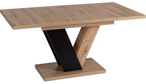 Zestaw Stół Prostokątny Rozkładany CLARK 120-160 cm Dąb Artisan/Czarny i 4 Krzesła Tapicerowane RIO Czarne Welurowe