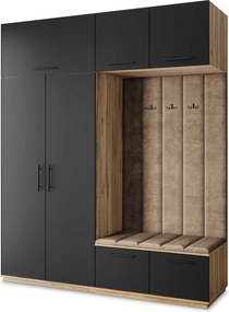 Masseno Garderoba REMA 200/240/60 cm Nowoczesna Szafa do Przedpokoju Dąb wotan, MONOLITH 09 (Beżowy)