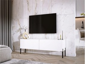 Szafka RTV: Biała matowa, nogi czarne, 140 x 52 x 32 cm