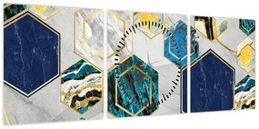 Obraz - Marmurowa kompozycja (z zegarem) (90x30 cm)