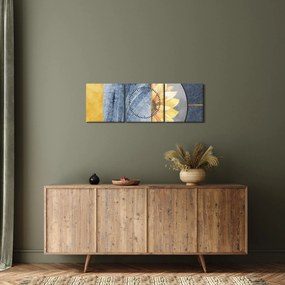 Obraz - Kształty i kwiat (z zegarem) (90x30 cm)