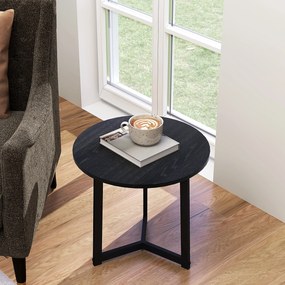 HOMCOM Nowoczesny zestaw 2 stolików kawowych, Rama metalowa, MDF, Okrągły design, Wsuwane, Czarny