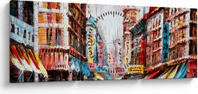 Obraz - Hong Kong, obraz olejny (z zegarem) (90x30 cm)