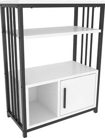 Elegancki, biało-czarny regał na książki, 60 x 80 x 29,6 cm | Płyta wiórowa pokryta melaminą w 100%, grubość 18 mm | Idealny do nowoczesnego