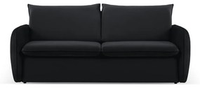 Czarna aksamitna rozkładana sofa 214 cm Vienna – Cosmopolitan Design