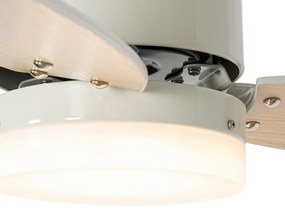 Zewnetrzna Biały Wentylator sufitowy z lampą zewnętrzny z nadrukiem drewna 91,3 cm z LED ściemnialny z pilotem IP44 - Toledo Nowoczesny Oswietlenie zewnetrzne