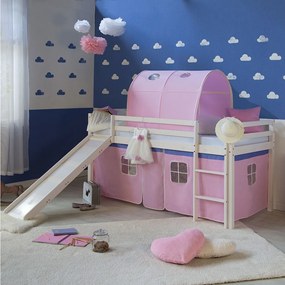 Łóżko piętrowe 207,5x110x219,5 cm białe różowe