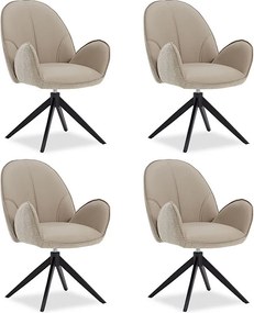 Zestaw krzeseł jadalnianych 60x90x59 cm, beżowe, nowoczesne krzesła typu Egg, skóra bouclé