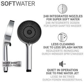 Plastikowa słuchawka prysznicowa w kolorze srebra ø 12 cm Softwater – Wenko