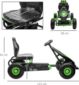 HOMCOM Gokart na Pedały Zielono-Czarny dla Dzieci Outdoor Stabilny i Atrakcyjny | Aosom PL