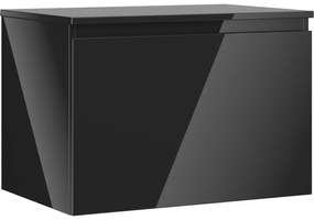 Mexen Orio szafka łazienkowa podumywalkowa 70 cm z blatem, 1 szuflada, czarna połysk - 91A10-07047-1-BFC70