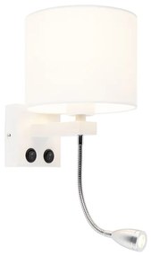 Nowoczesna lampa ścienna biała z białym kloszem - Brescia Nowoczesny Oswietlenie wewnetrzne