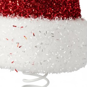 Czubek na choinkę, brokatowa czapka Mikołaja, 32 cm